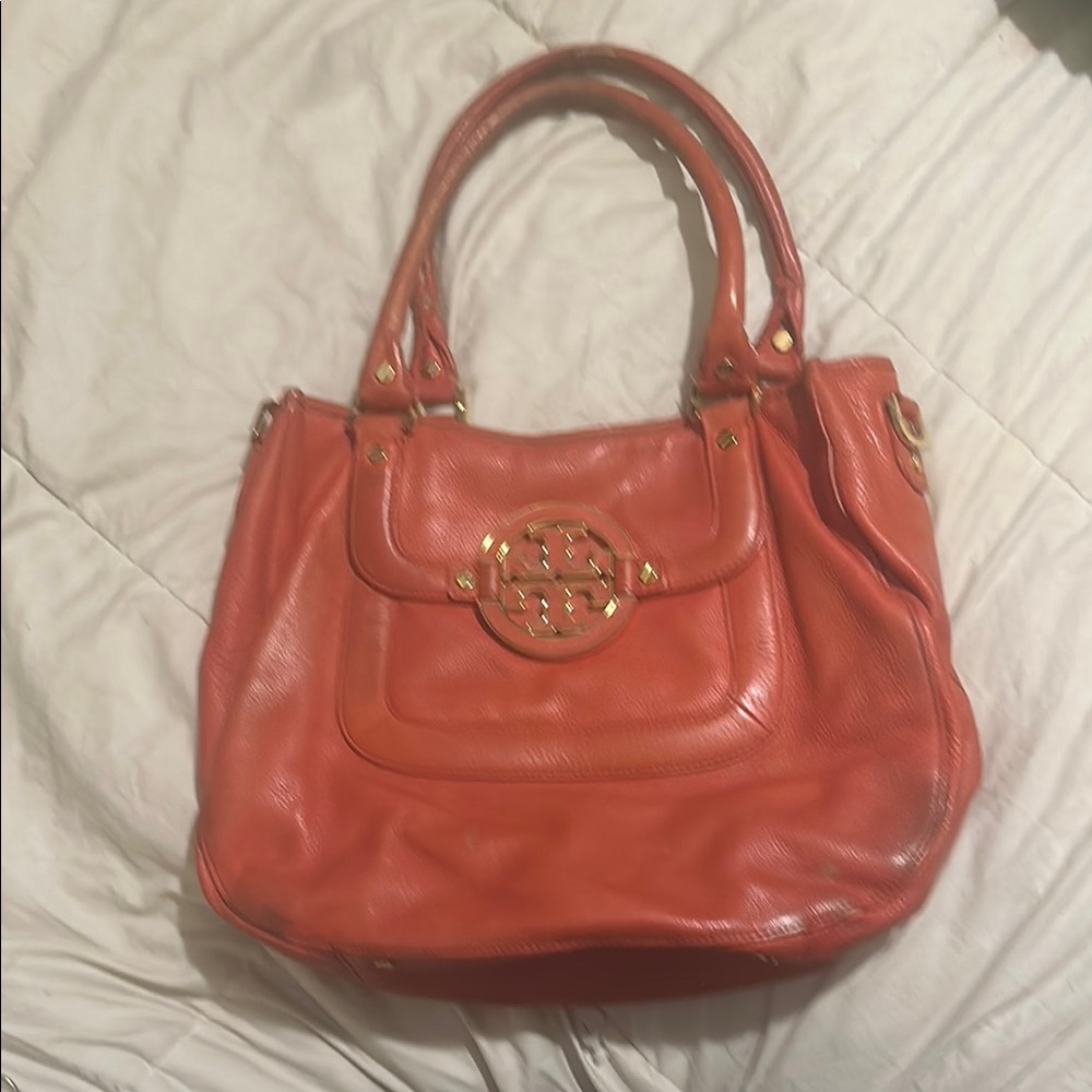 Tory Burch Orange Shoulder Bag with Gold Hardware